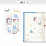 Comfy Line Blue Translucent Planner Stickers | Iroha Publishing