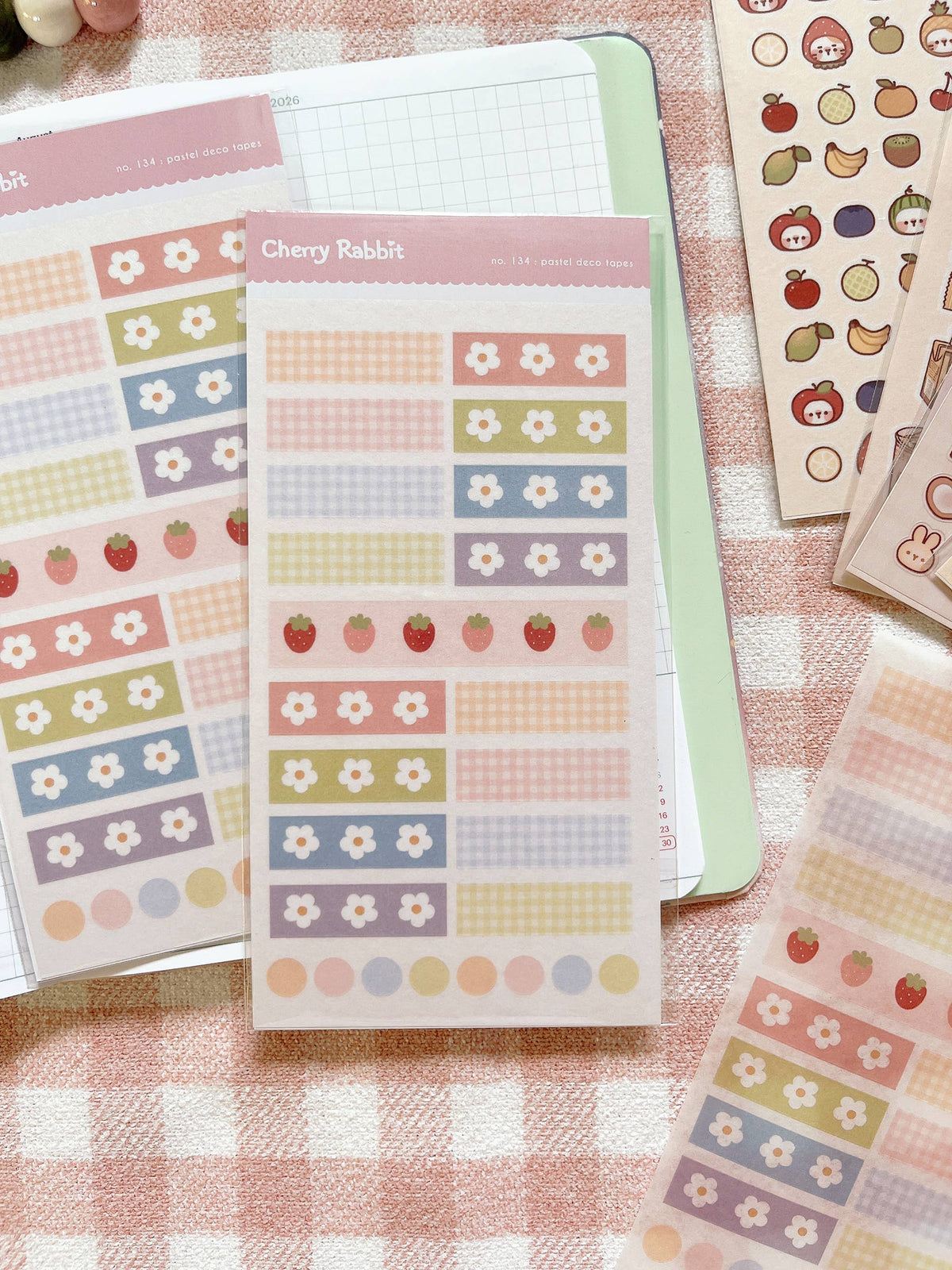 Pastel Deco Tapes Sticker Sheet no.134 by Cherry Rabbit | Papertail Fox