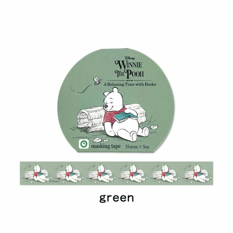 Pooh Napping Washi Tape Green by Eyeup | A Relaxing Time | Papertail Fox