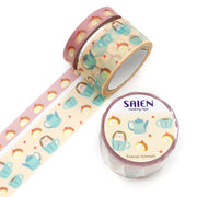 Teacup Hedgehog Washi Tape (2-Roll Set) | Kamiiso SAIEN