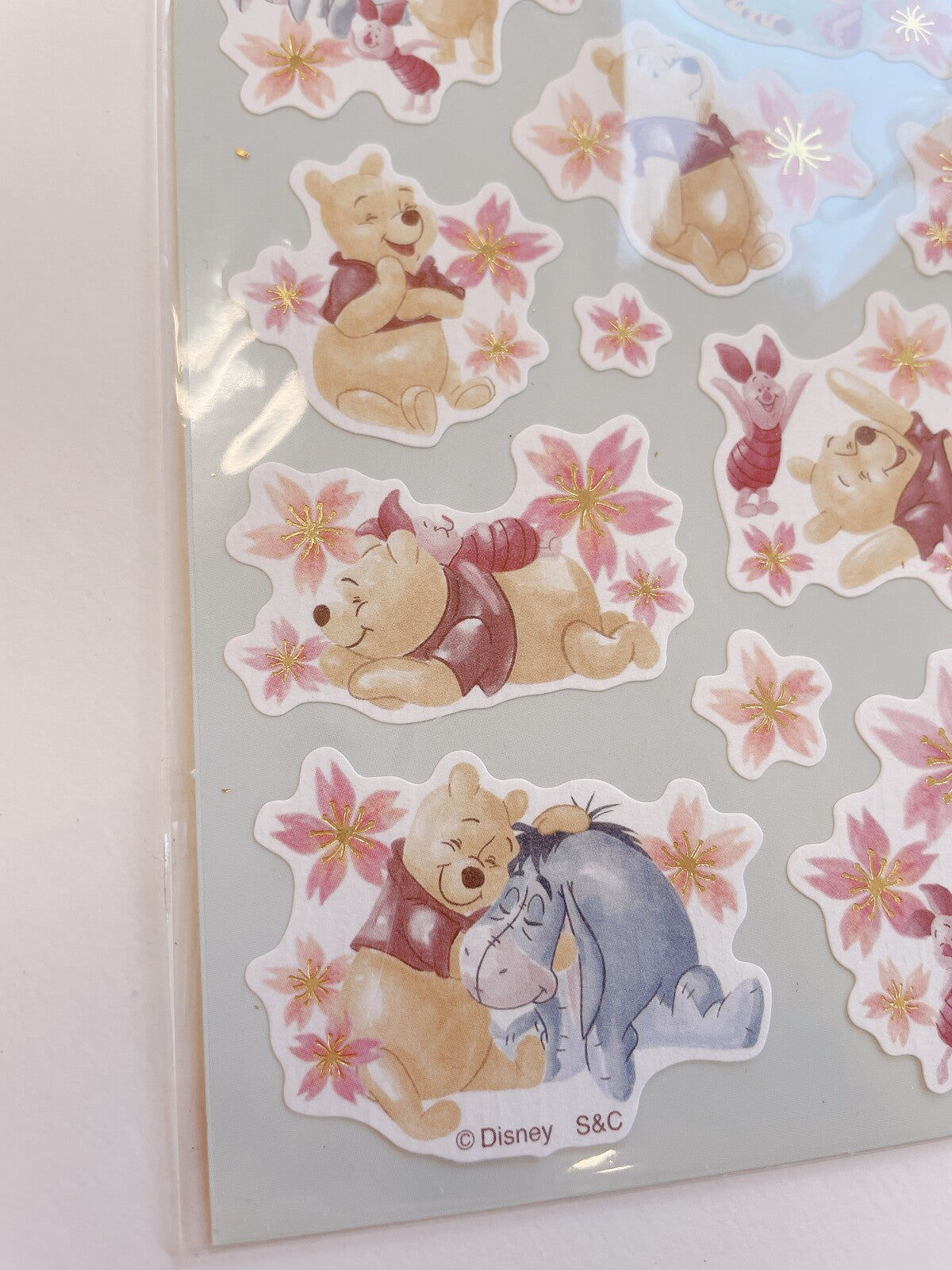 Winnie the Pooh and Tigger Sakura Washi Stickers with Gold Foil | S&C Corporation