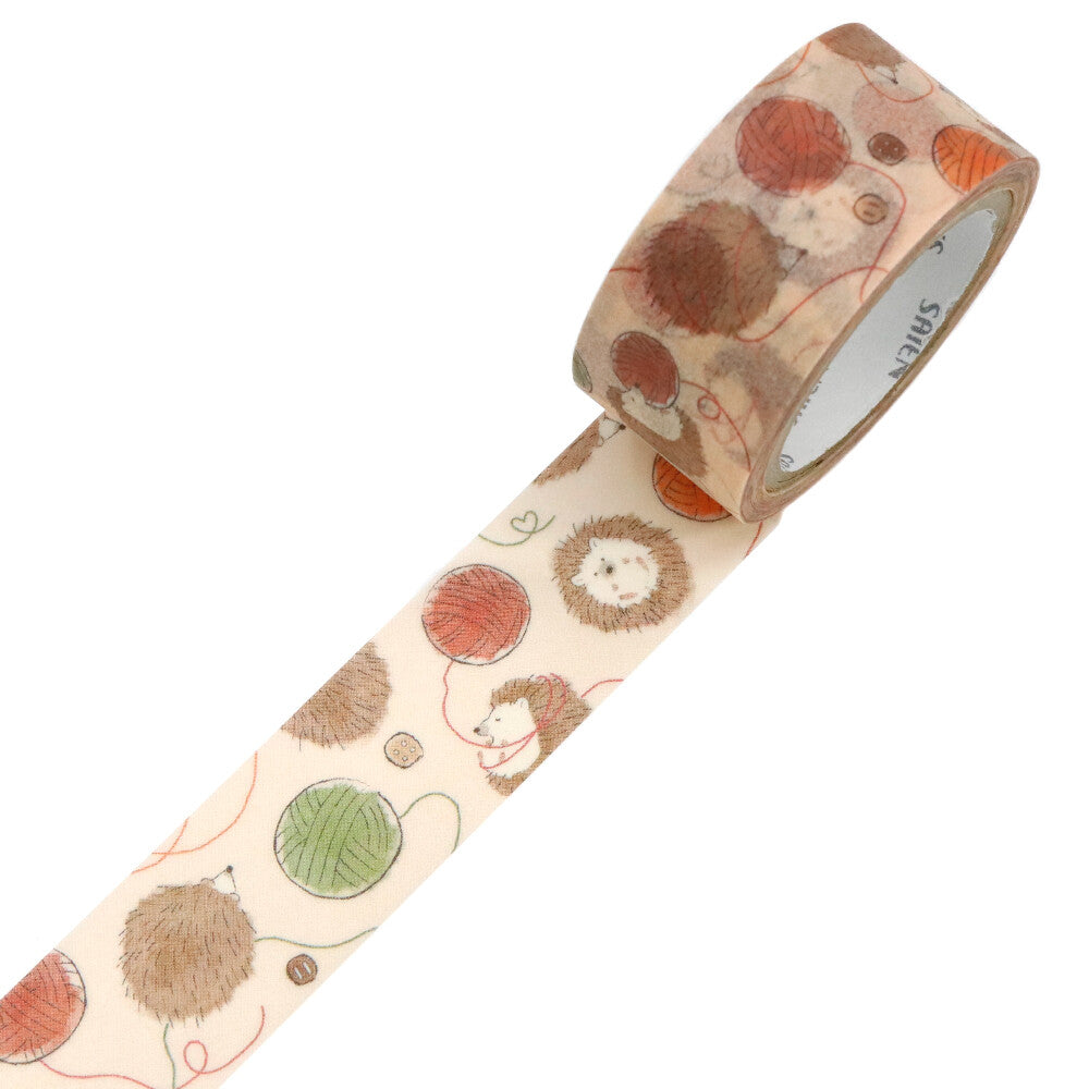 Hedgehog & Yarn Washi Tape | Kamiiso SAIEN
