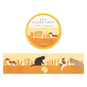 Cat and Bookshelf Mula Matte Clear Tape by Ryu-Ryu | Papertail Fox