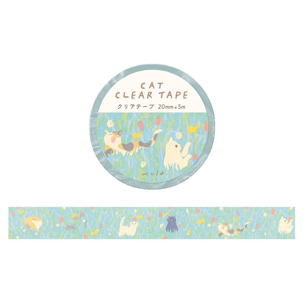 Cat and Flower Field Mula Matte Clear Tape by Ryu-Ryu | Papertail Fox