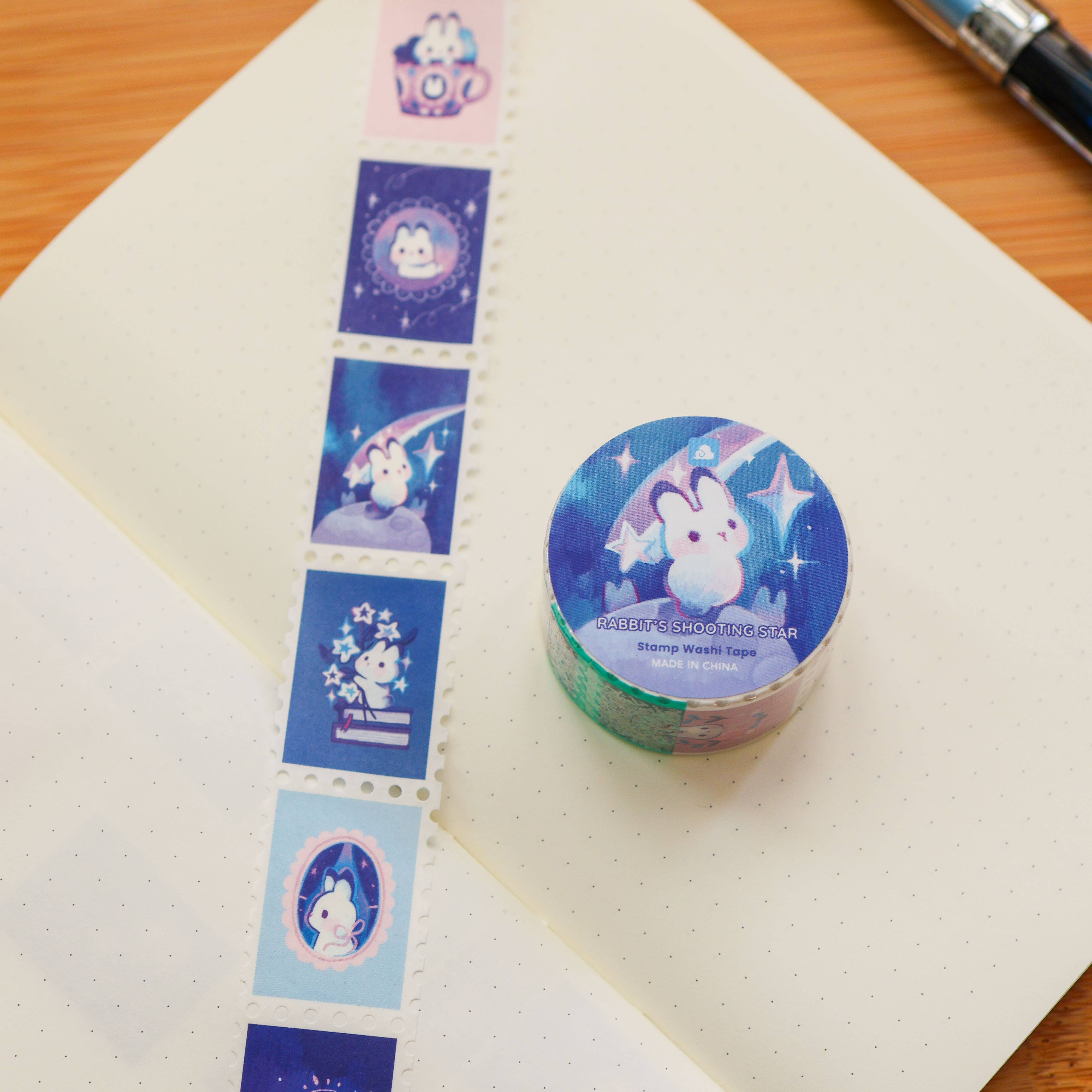 Thousand Skies Rabbit's Shooting Star Stamp Washi Tape - 25mm Animal Theme