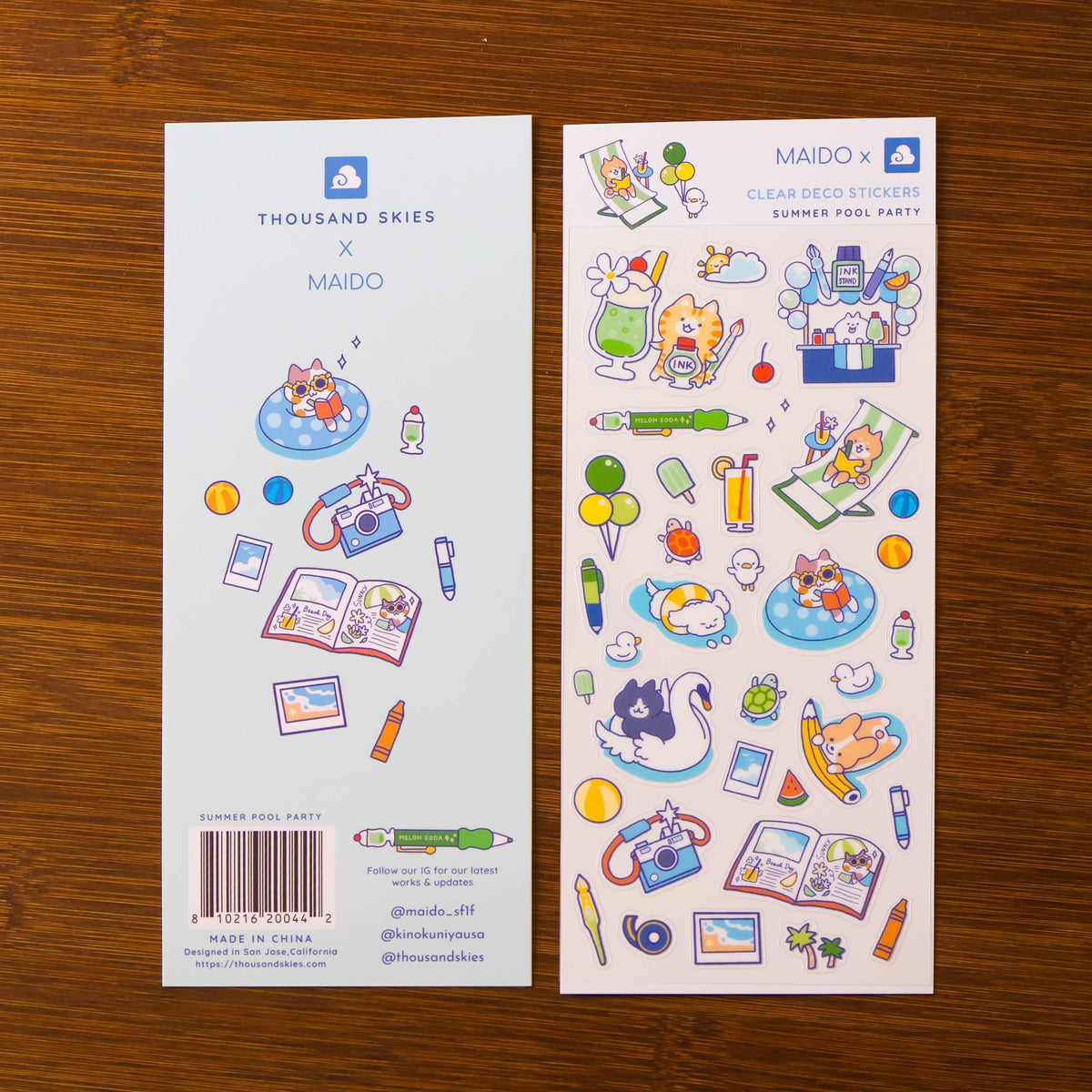 Summer Pool Party Clear Sticker Sheet | Thousand Skies