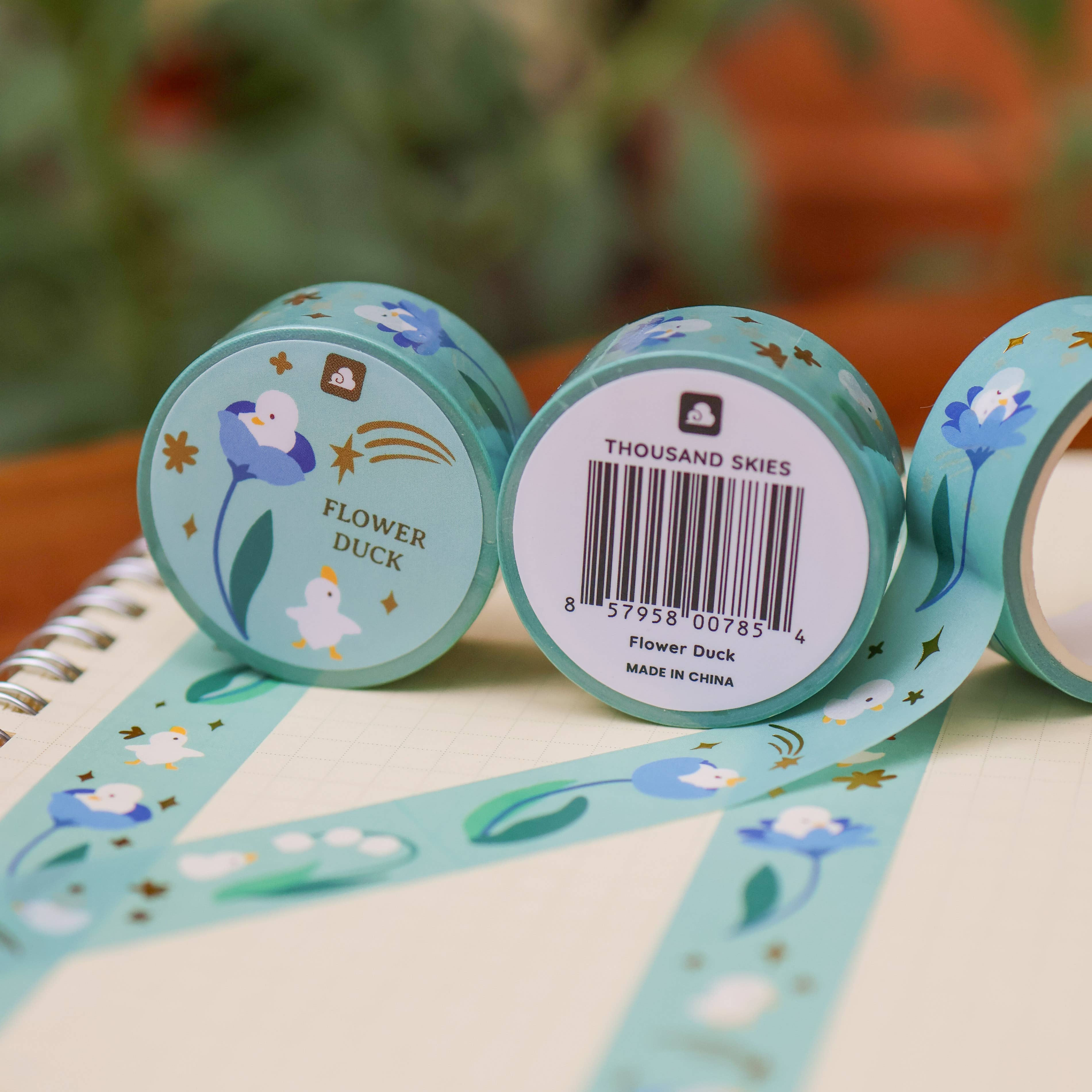 Thousand Skies Flower Duck Washi Tape - 18mm Foil Accents