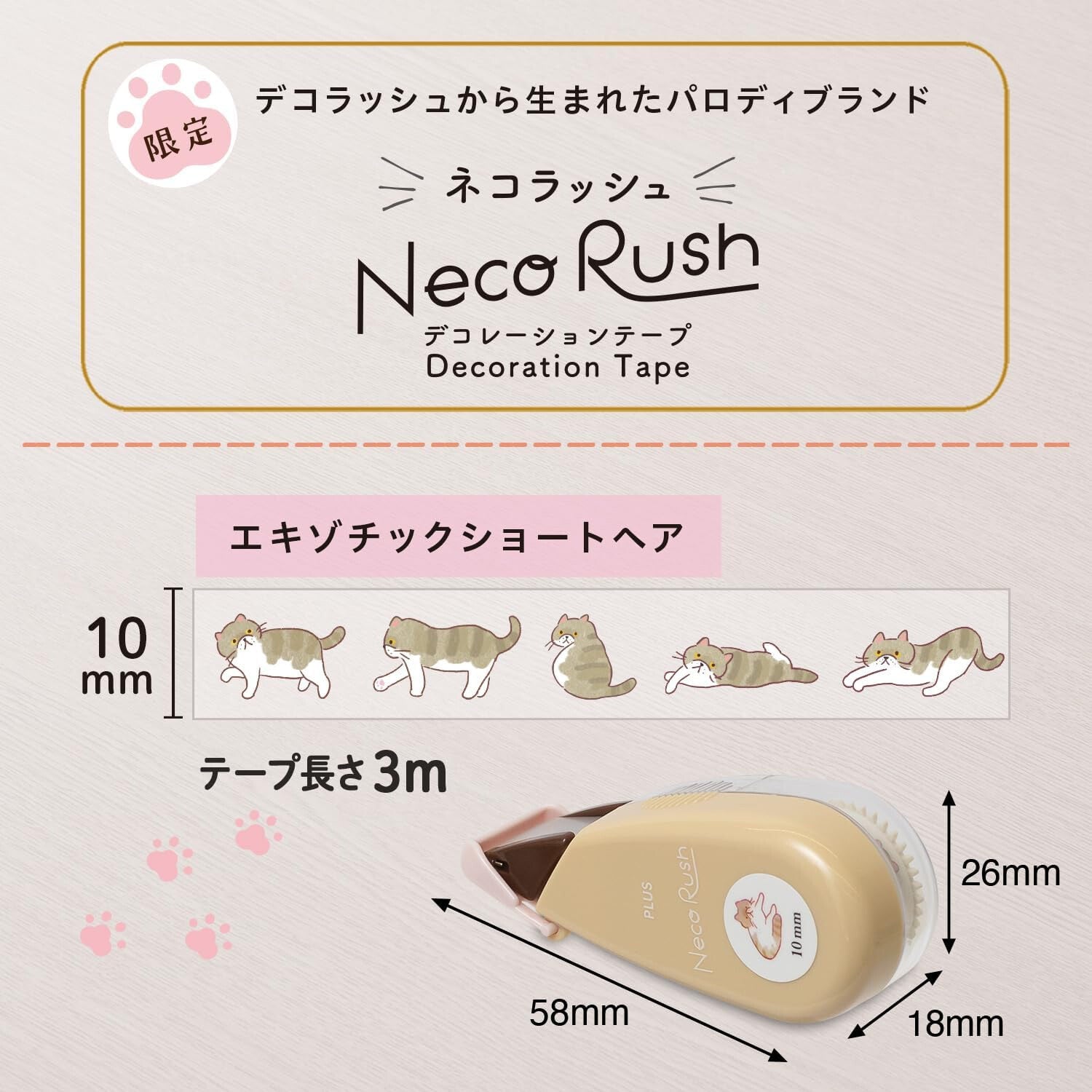Exotic Shorthair Cat | PLUS Neco Rush Tape | Limited Edition Cat Decoration Tape