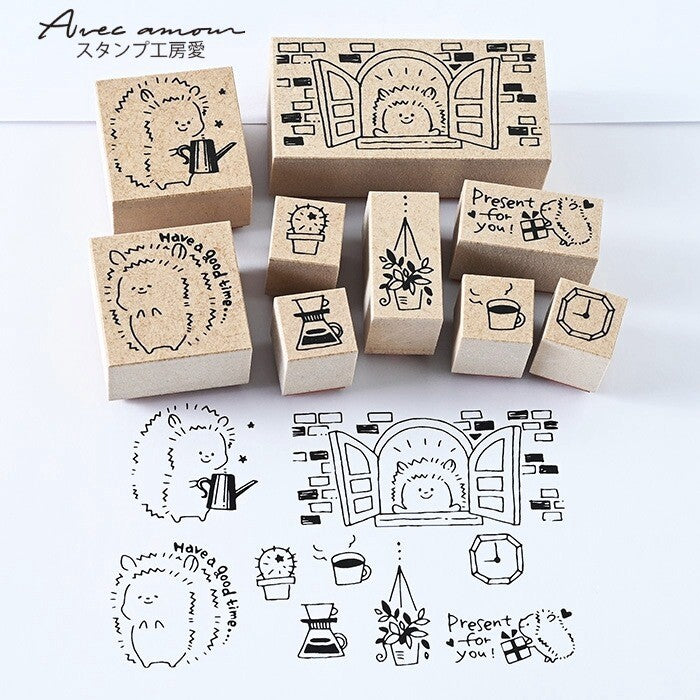 Relaxed Hedgehog 9 Piece Stamp Set | Avec Amour