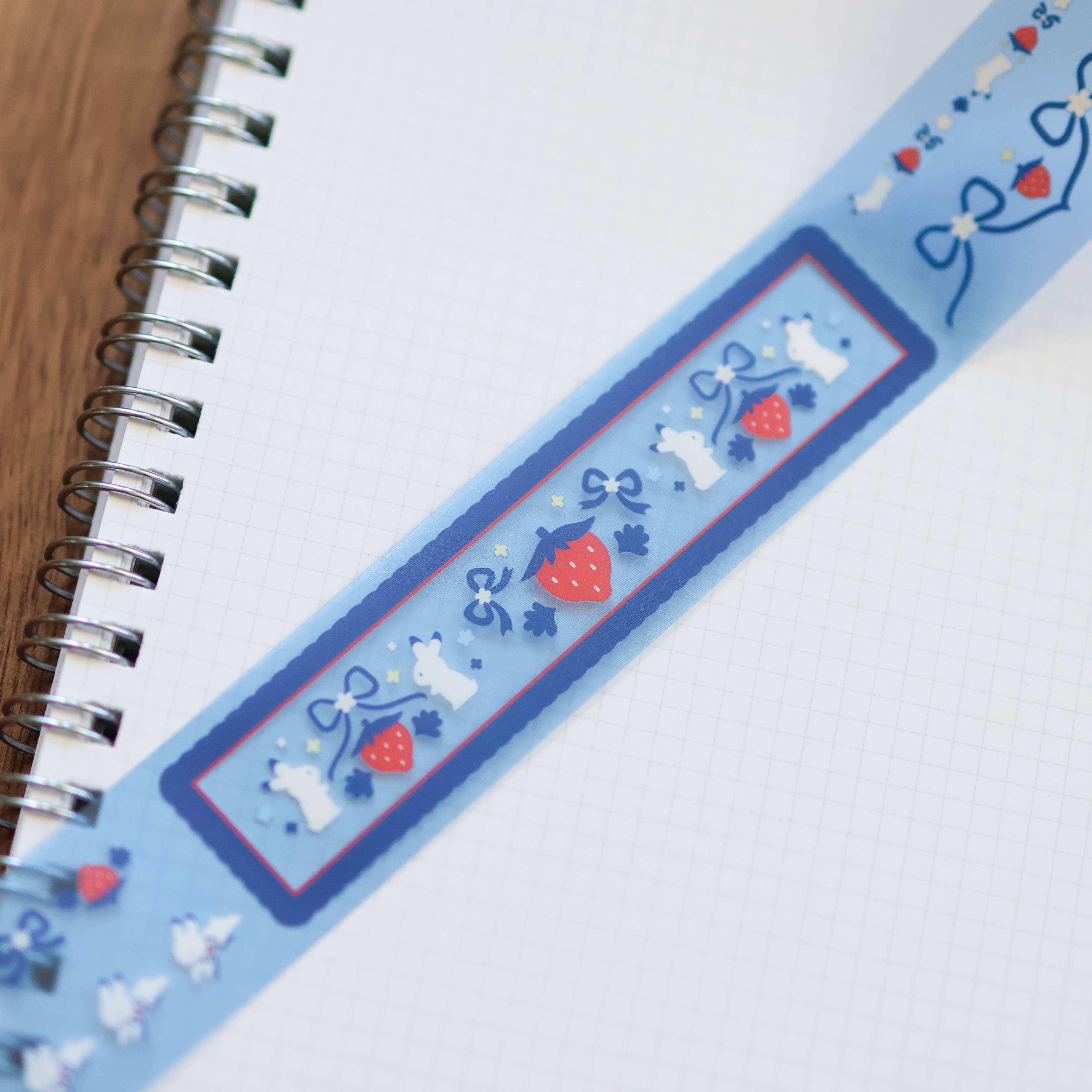 Thousand Skies Strawberry Bunnies PET Tape - 25mm Matte Finish