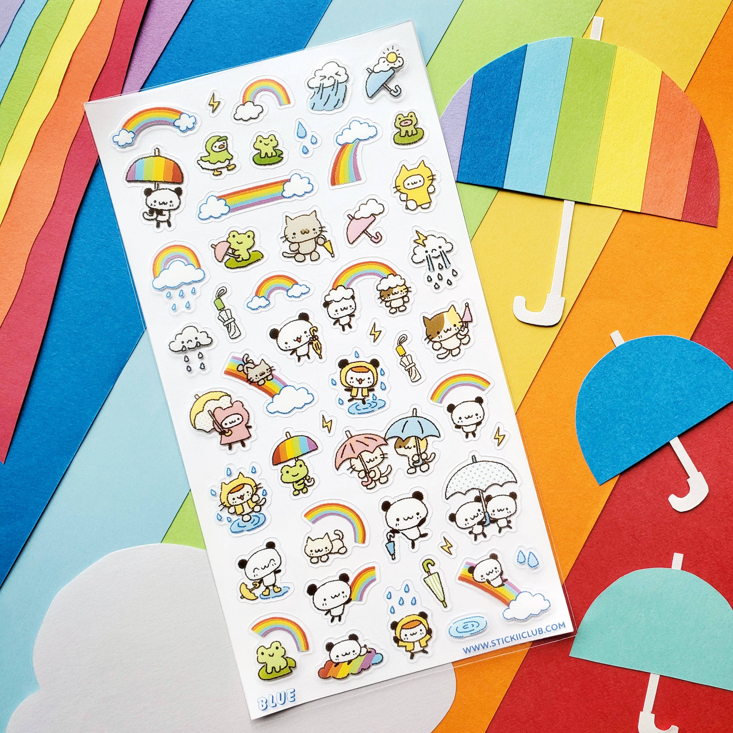 Rainbow Rain Parade Sticker Sheet | Stickii