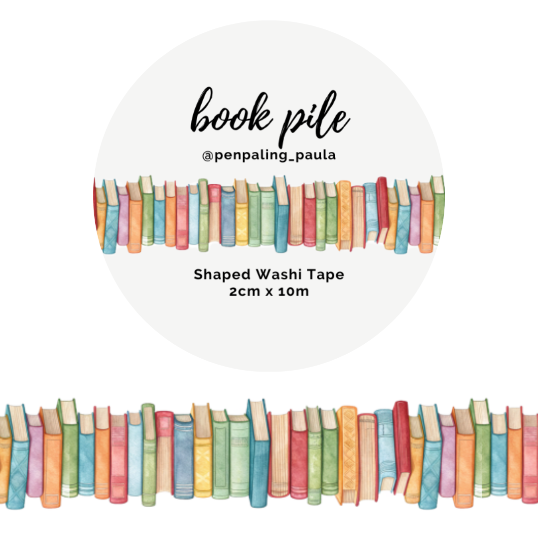 Book Pile - SHAPED Washi Tape