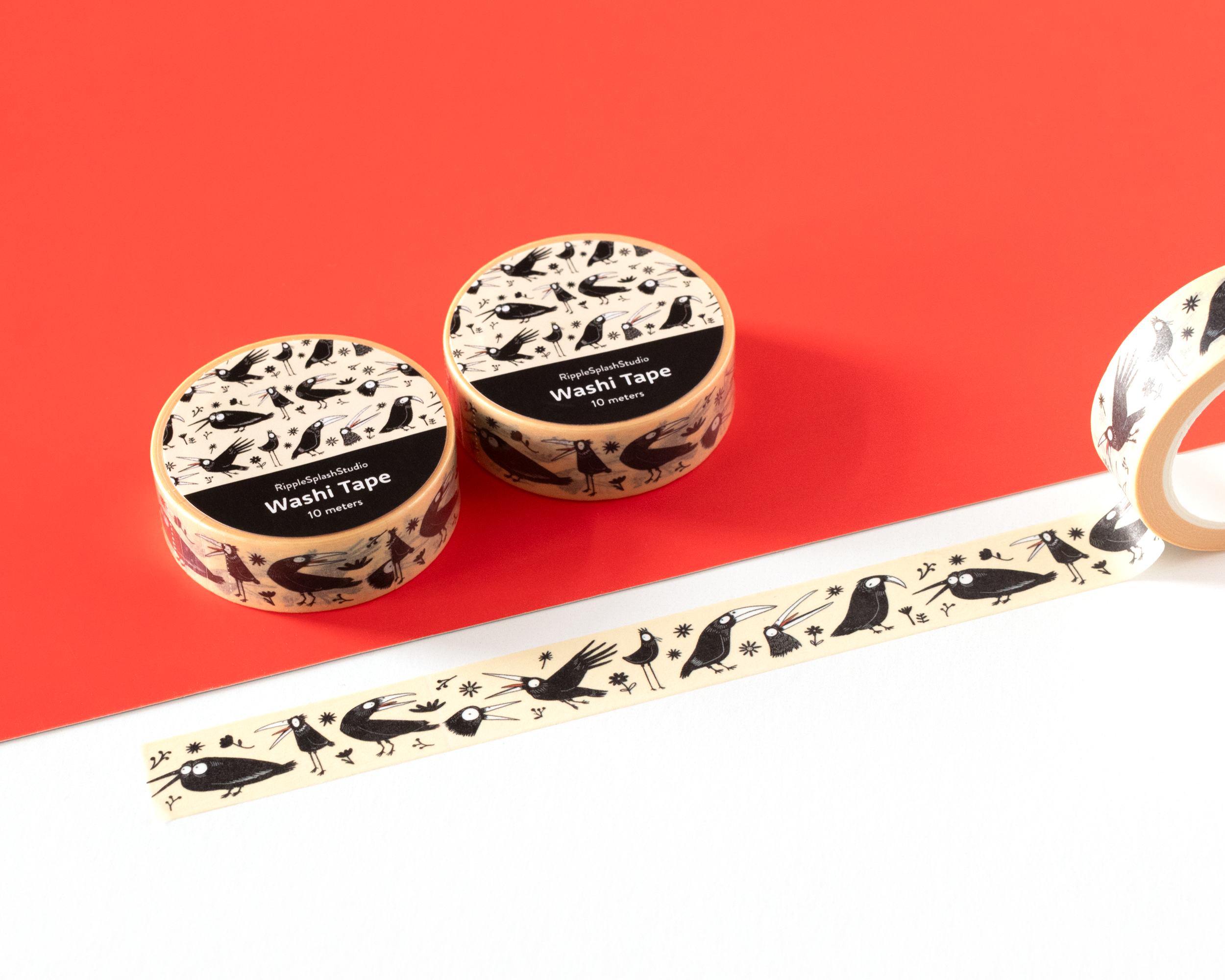 Crow Pattern Washi Tape | RippleSplash Studio