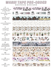 Boho Plant Grid Washi Tape | Planner Monkey Co