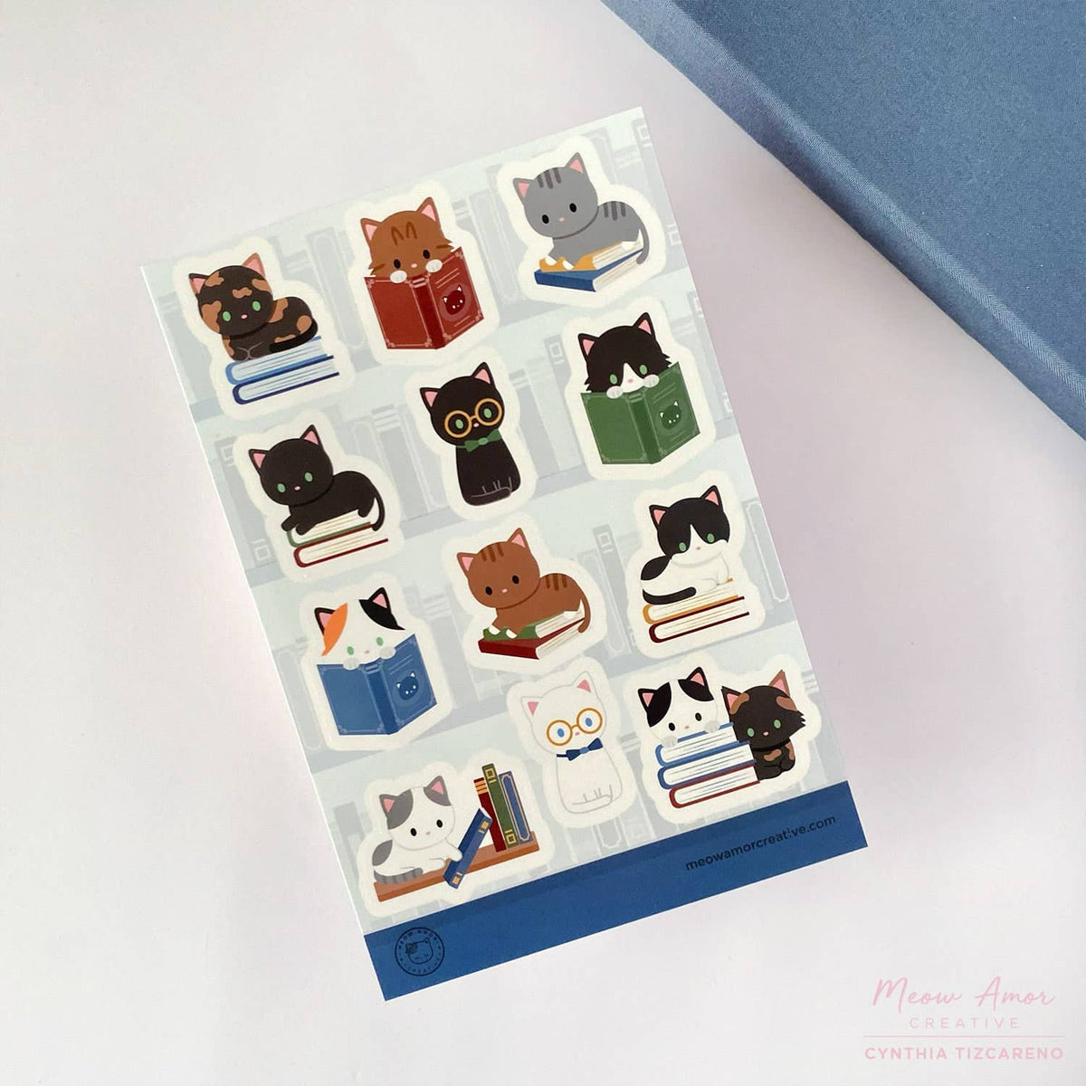 Book Cats Sticker Sheet | Meow Amor Creative