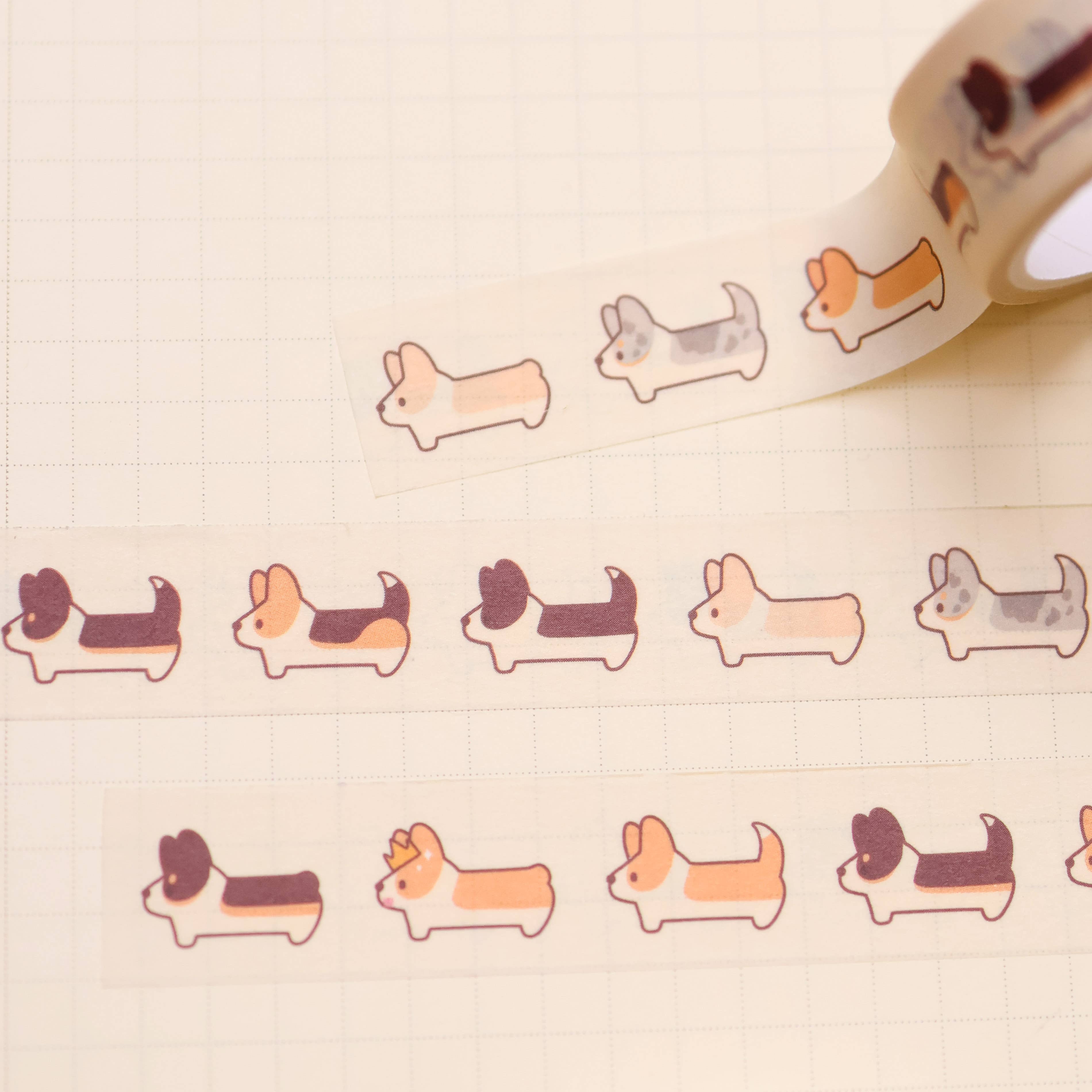Thousand Skies Corgi March Washi Tape - 15mm Matte Finish
