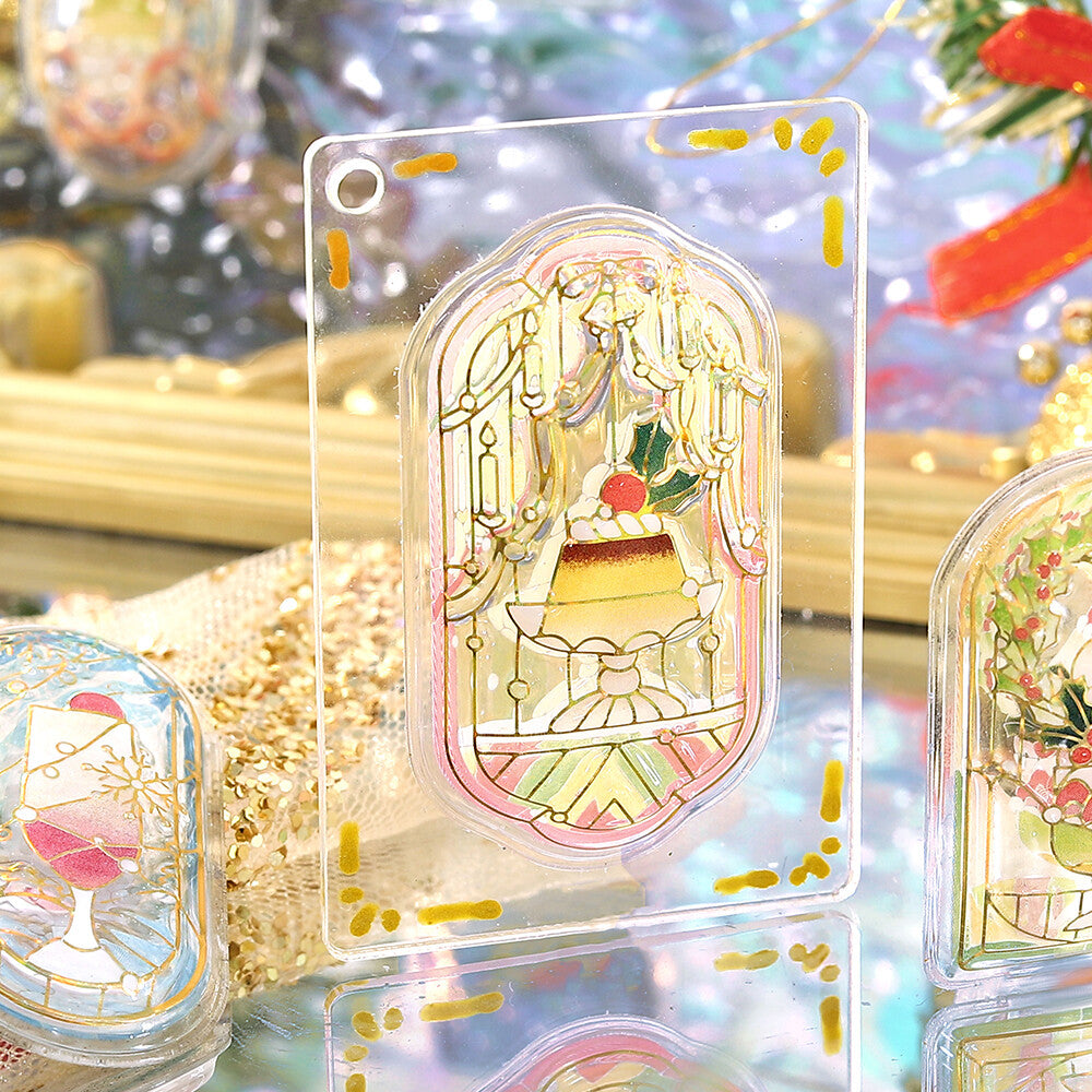 Cafe à la Mode Stained Glass Christmas Kyururun Puffy Stickers by BGM | Papertail Fox