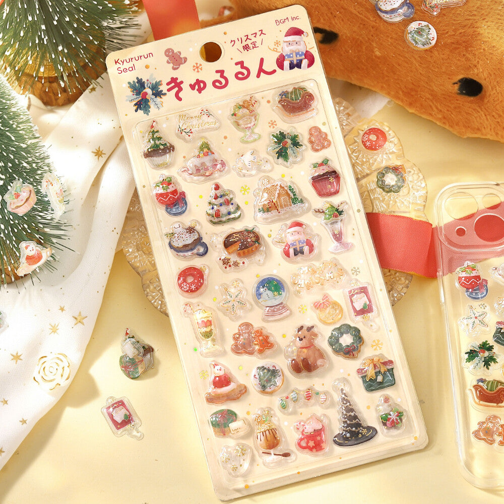 Christmas Gift Kyururun Puffy Stickers by BGM | Papertail Fox