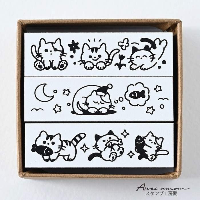 Cat Days Border 3 Piece Stamp Set by Avec Amour | Papertail Fox