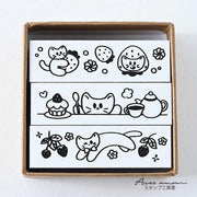 Cat Café Sweets Border 3 Piece Stamp Set by Avec Amour | Papertail Fox