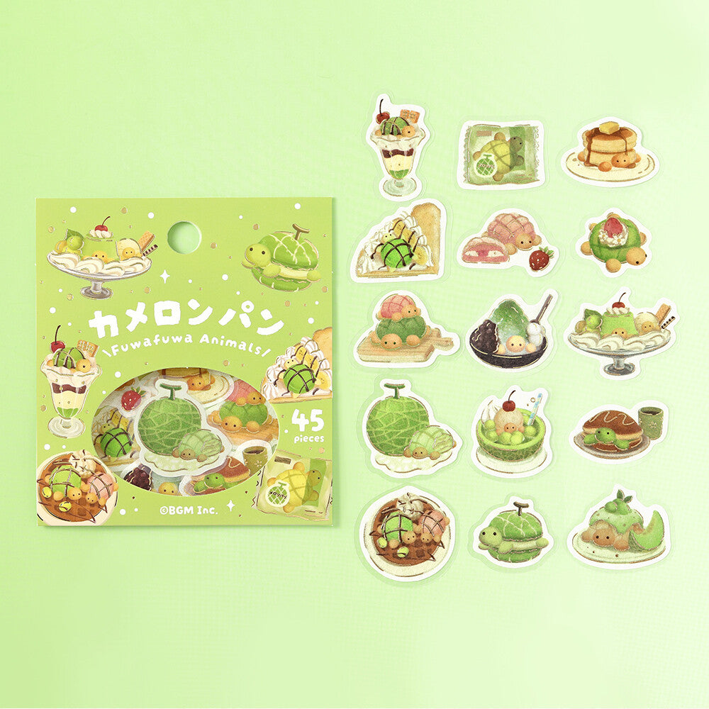 Turtle Melon Bread Fluffy Animals Foil Flake Stickers | BGM