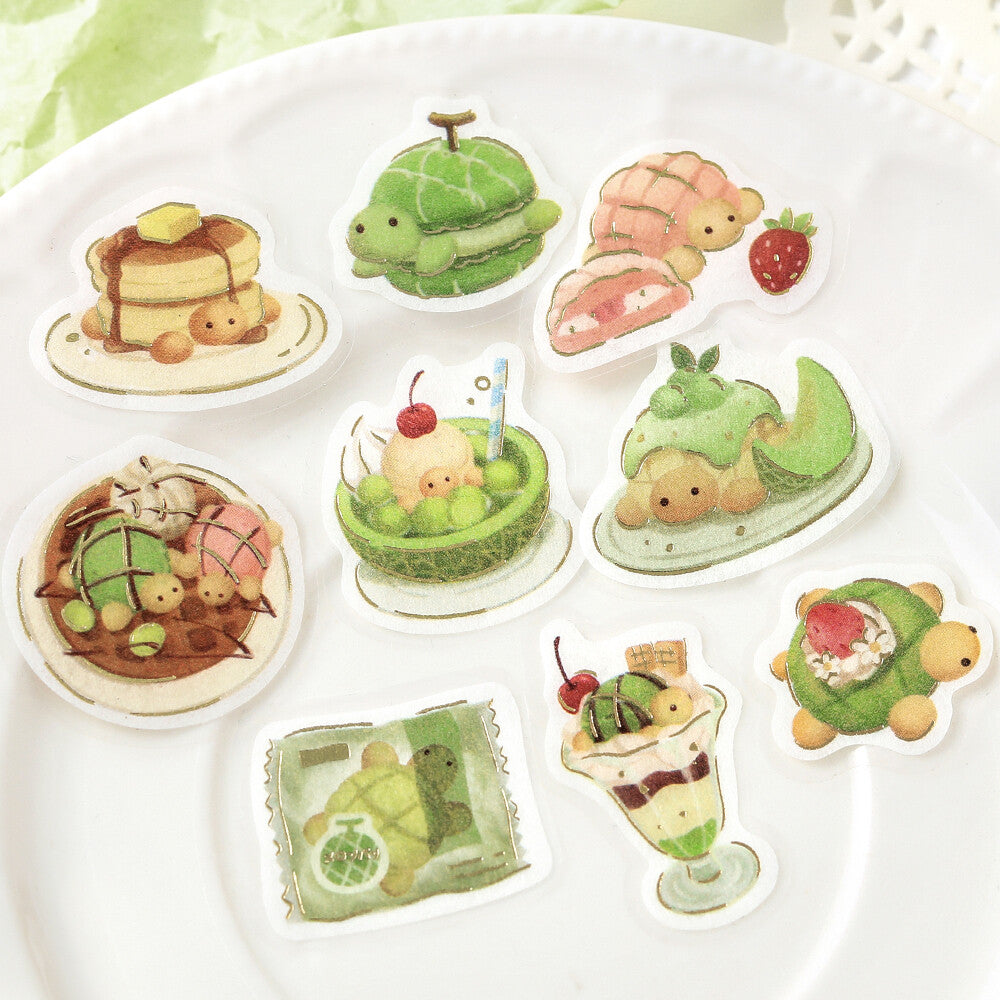 Turtle Melon Bread Fluffy Animals Foil Flake Stickers | BGM