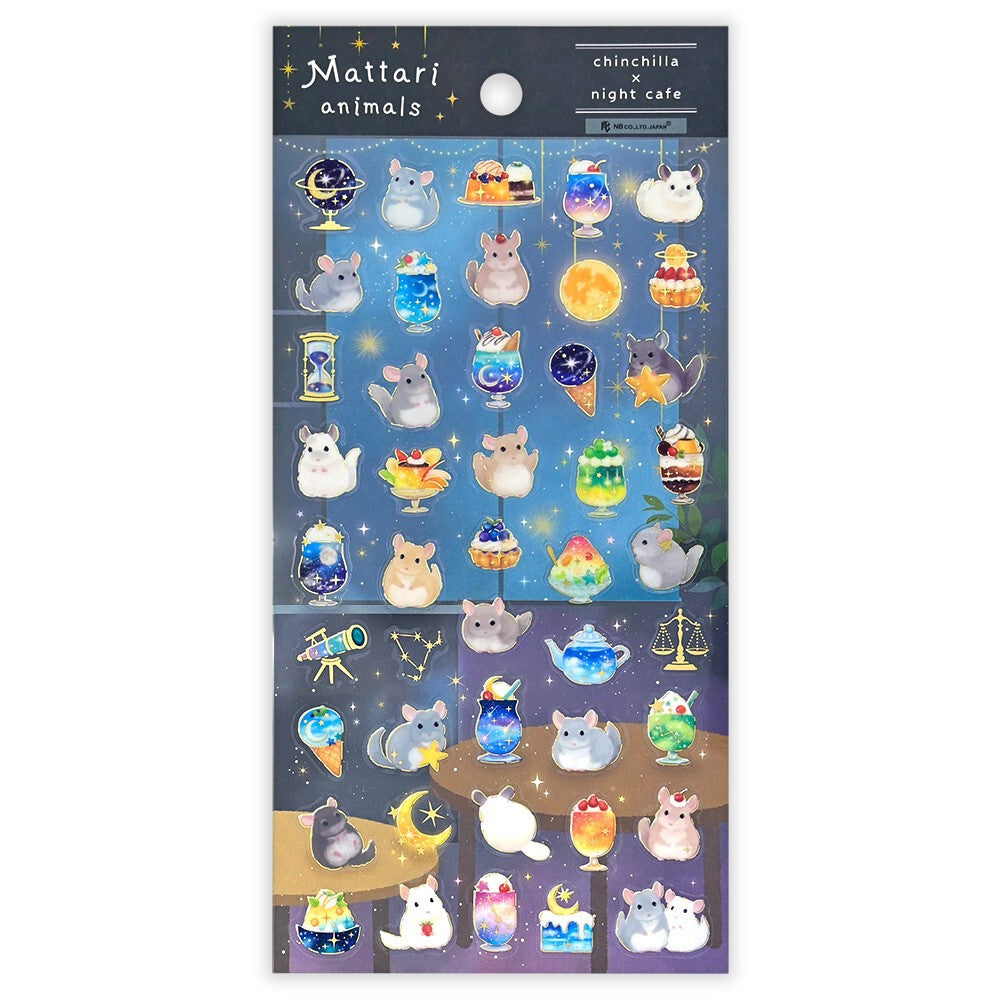 Chinchillas and Night Cafe Mattari Clear Sticker Sheet by NB Co | Papertail Fox