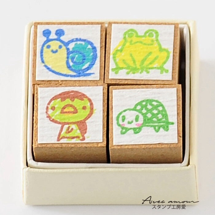 Snail, Frog and Turtle Petit Stamp Set by Avec Amour | Papertail Fox