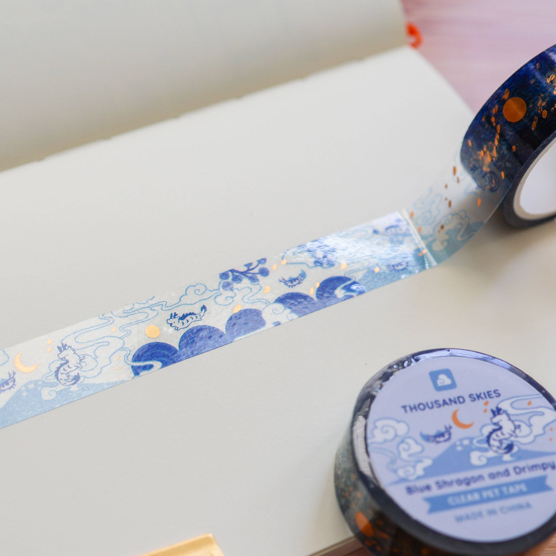 Blue Shragon and Drimpy Foil Clear PET Tape by Thousand Skies | Papertail Fox