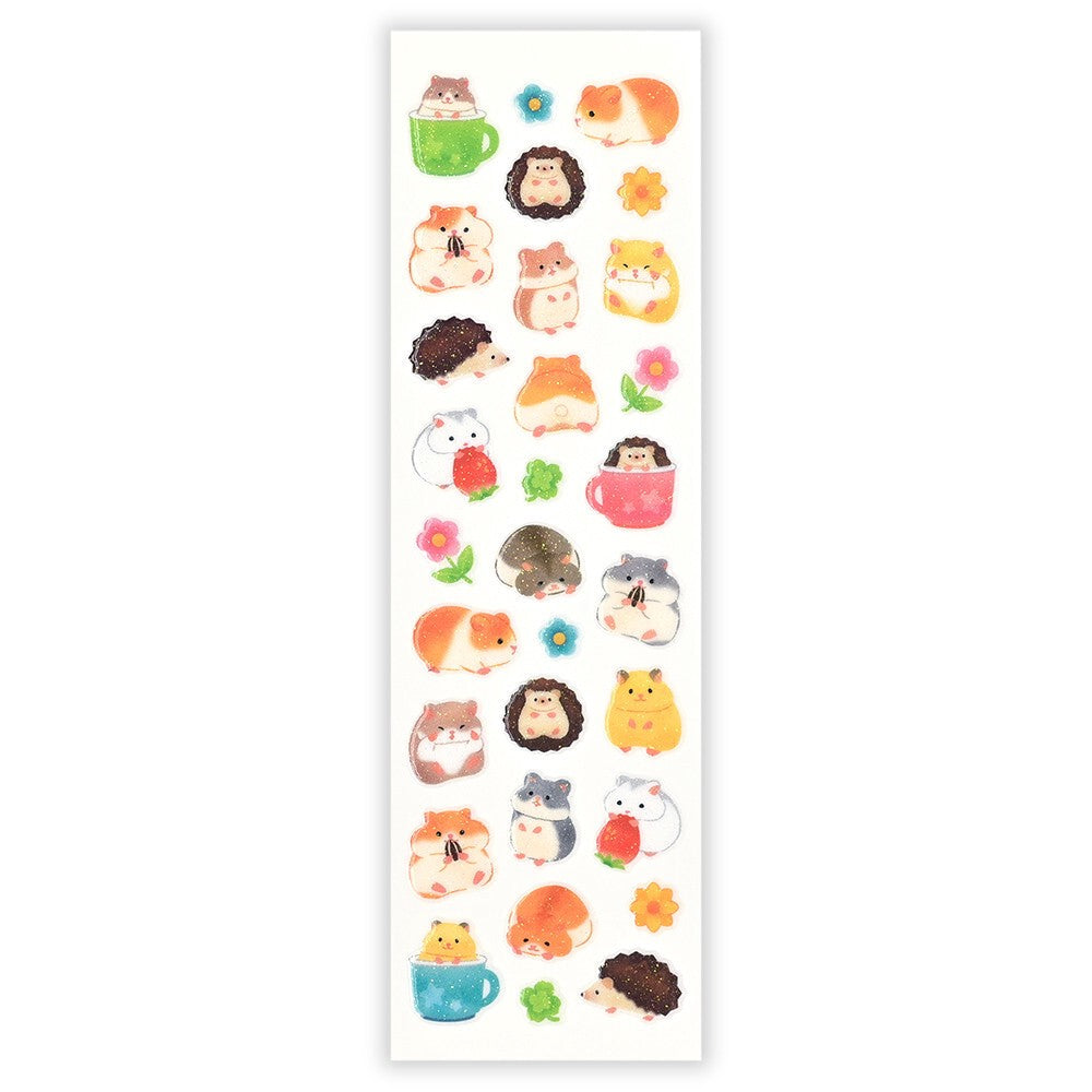 Hamster and Hedgehog Pure Lame Glitter Sticker Sheet | NB Co