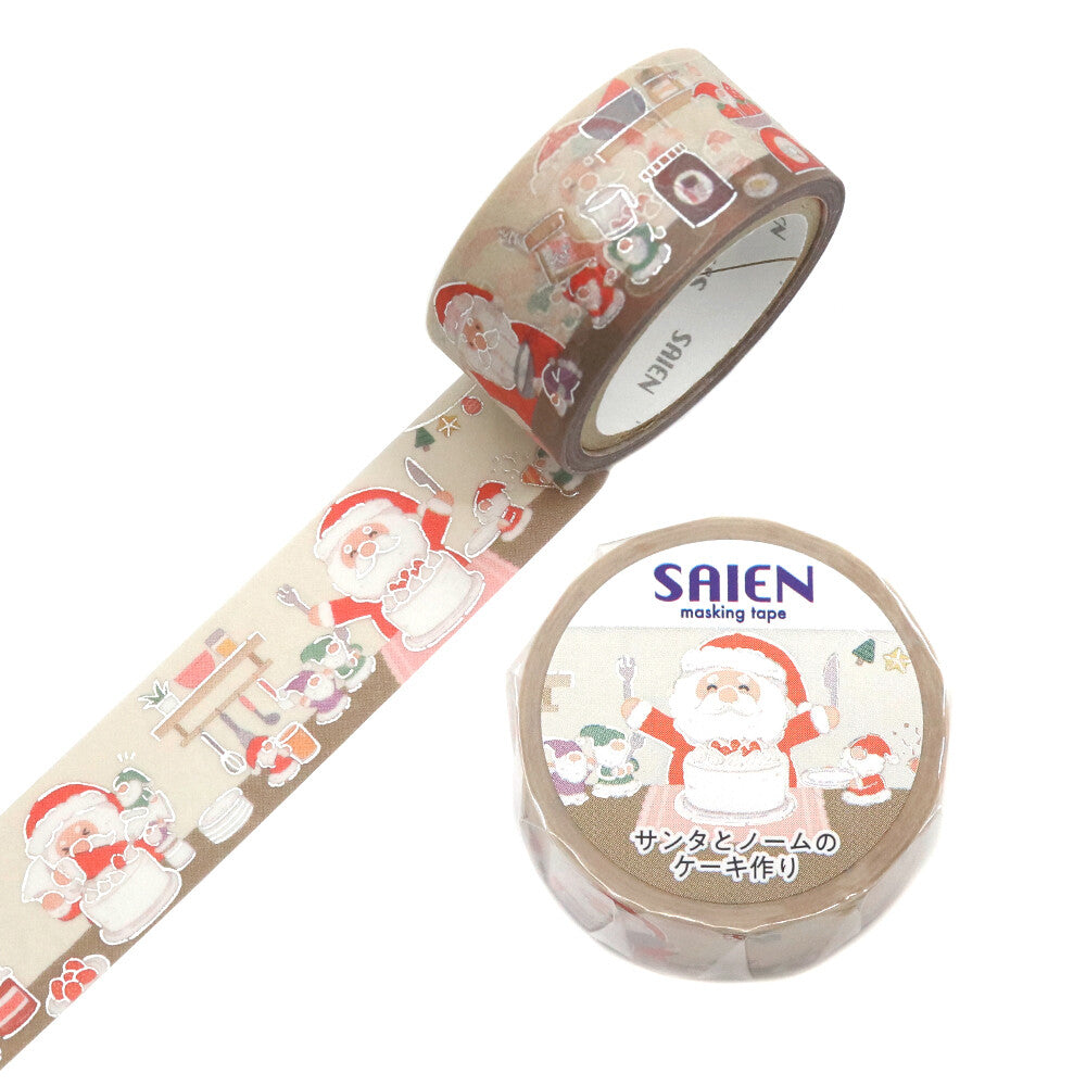 Santa and Gnome Cake Silver Foil Washi Tape by Kamiiso SAIEN | Papertail Fox