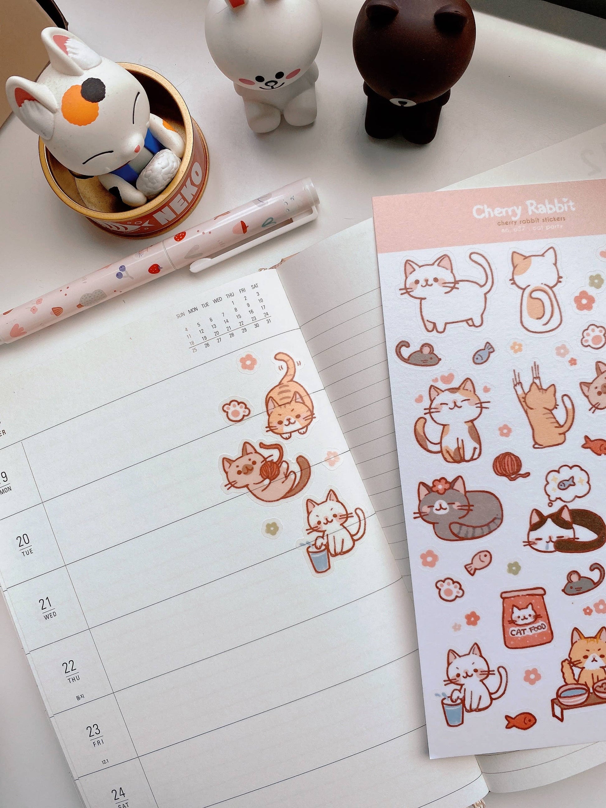 Cat Party Sticker Sheet no.037 by Cherry Rabbit | Papertail Fox