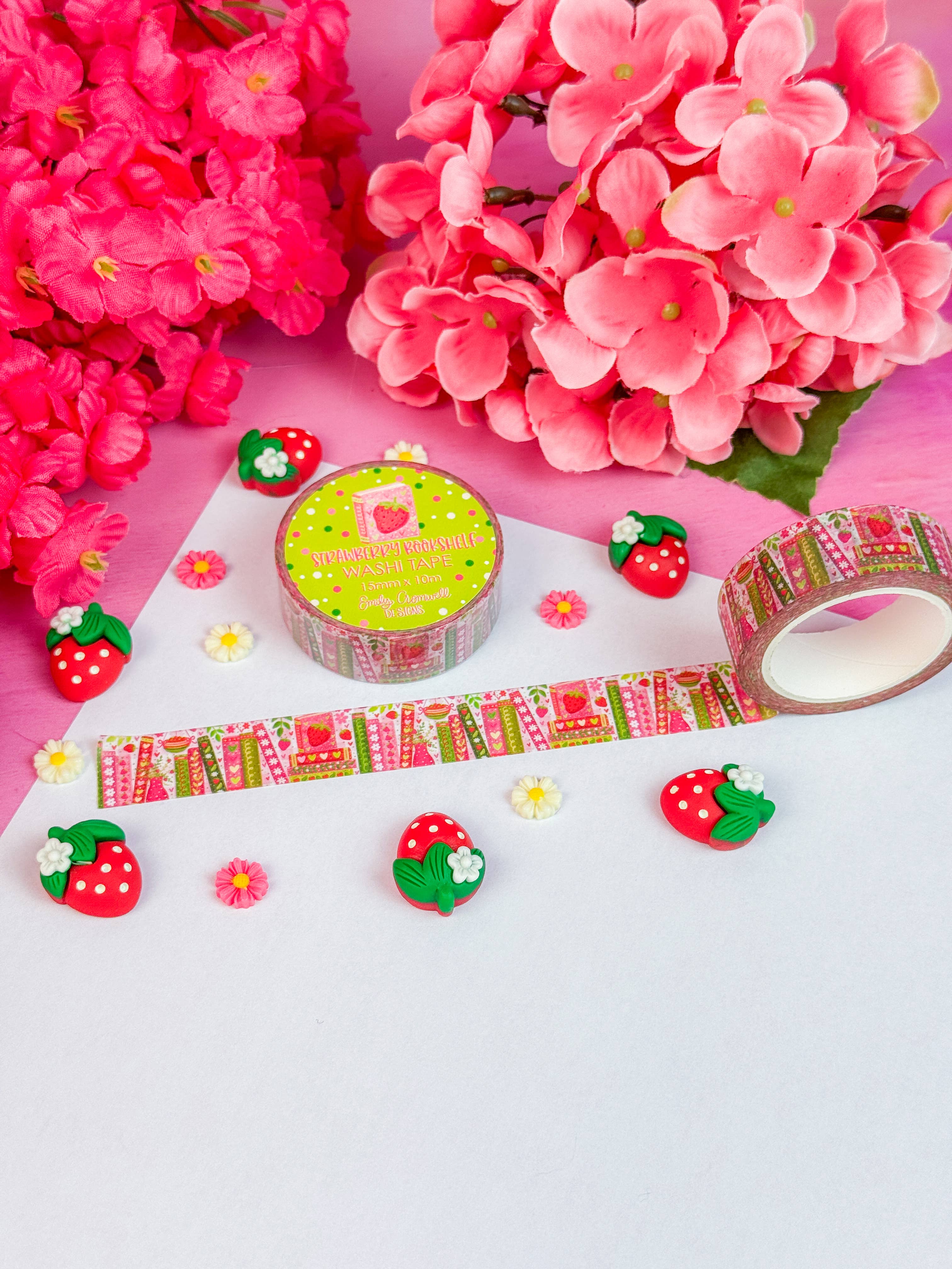Strawberry Bookshelf Washi Tape | Emily Cromwell Designs