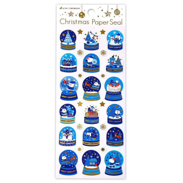 Blue Snow Globe Christmas Paper Stickers by Active Corporation | Papertail Fox