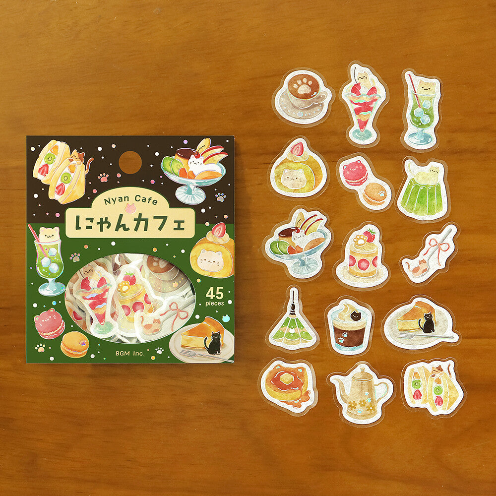 Nyan Cafe Let's Eat Meow Foil Flake Stickers by BGM | Papertail Fox
