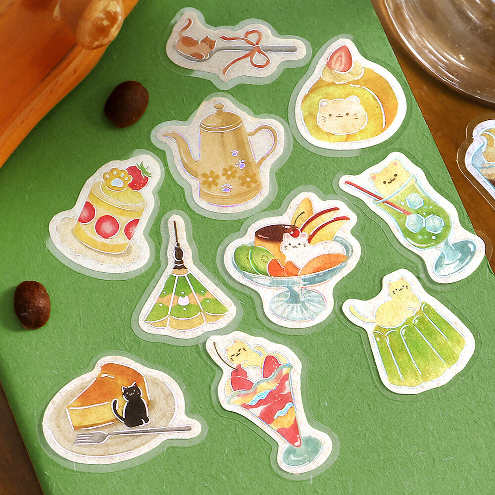 Nyan Cafe Let's Eat Meow Foil Flake Stickers by BGM | Papertail Fox