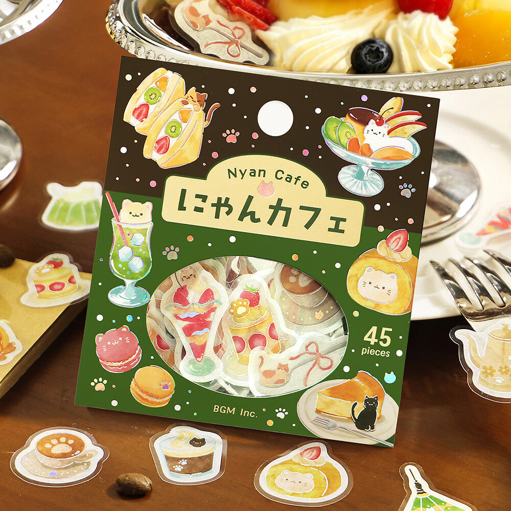 Nyan Cafe Let's Eat Meow Foil Flake Stickers by BGM | Papertail Fox
