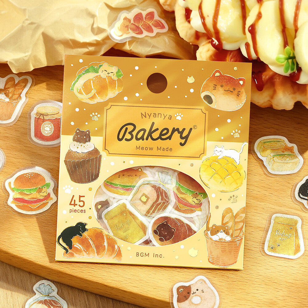 Nyan Bakery Let's Eat Meow Foil Flake Stickers by BGM | Papertail Fox