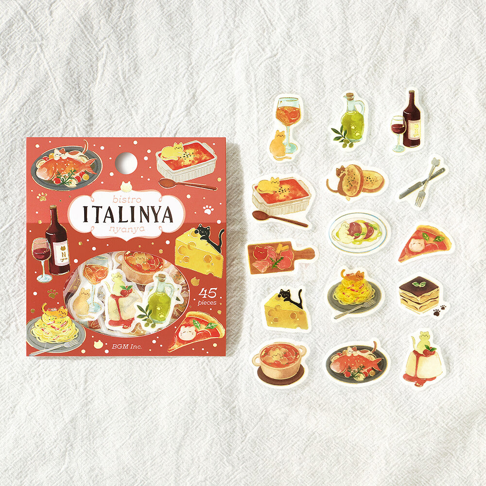 Italinya Let's Eat Meow Foil Flake Stickers by BGM | Papertail Fox