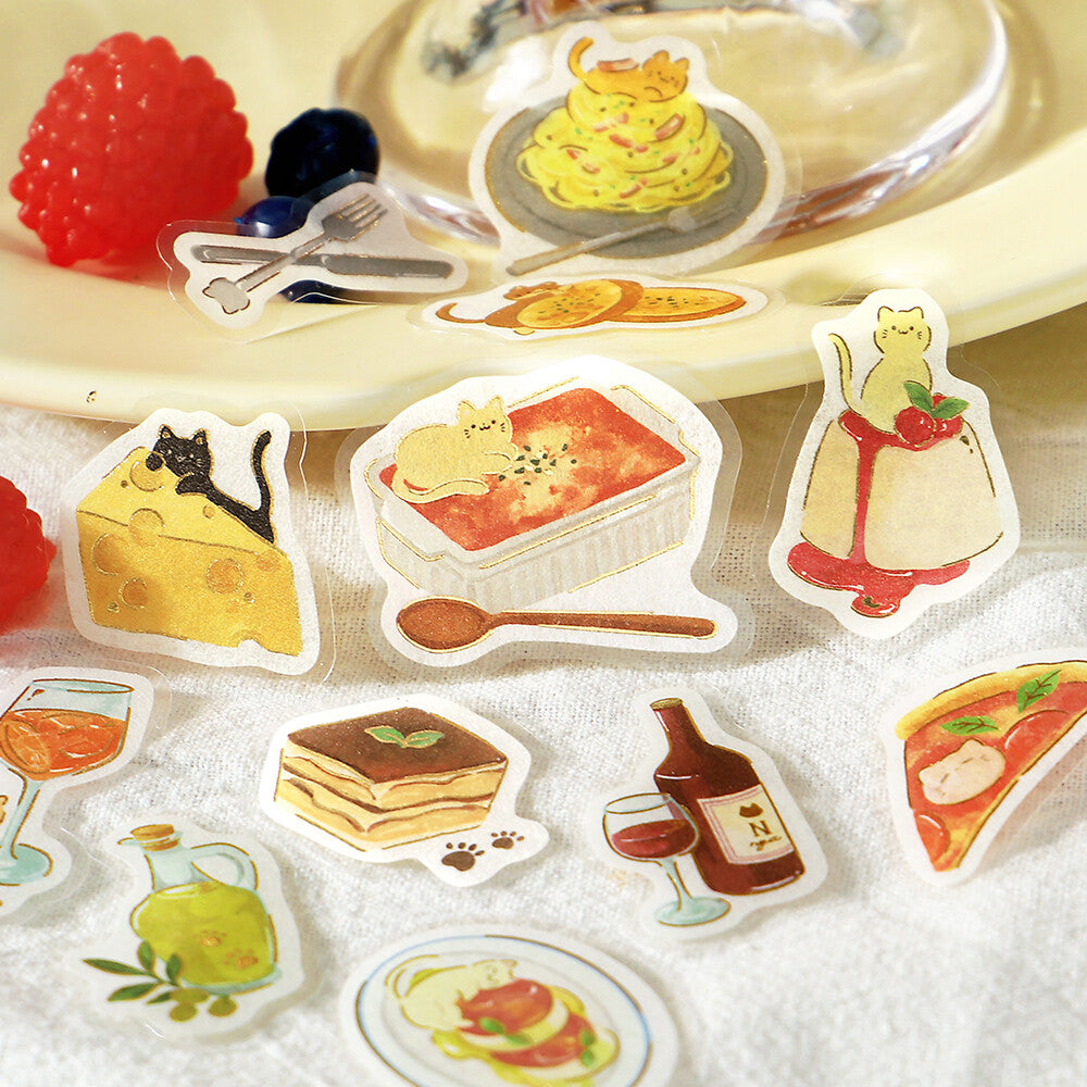 Italinya Let's Eat Meow Foil Flake Stickers by BGM | Papertail Fox