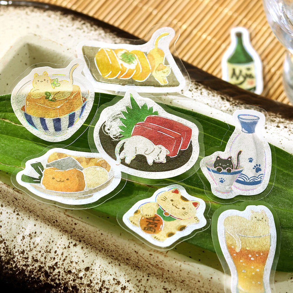 Izakanyan Let's Eat Meow Foil Flake Stickers by BGM | Papertail Fox