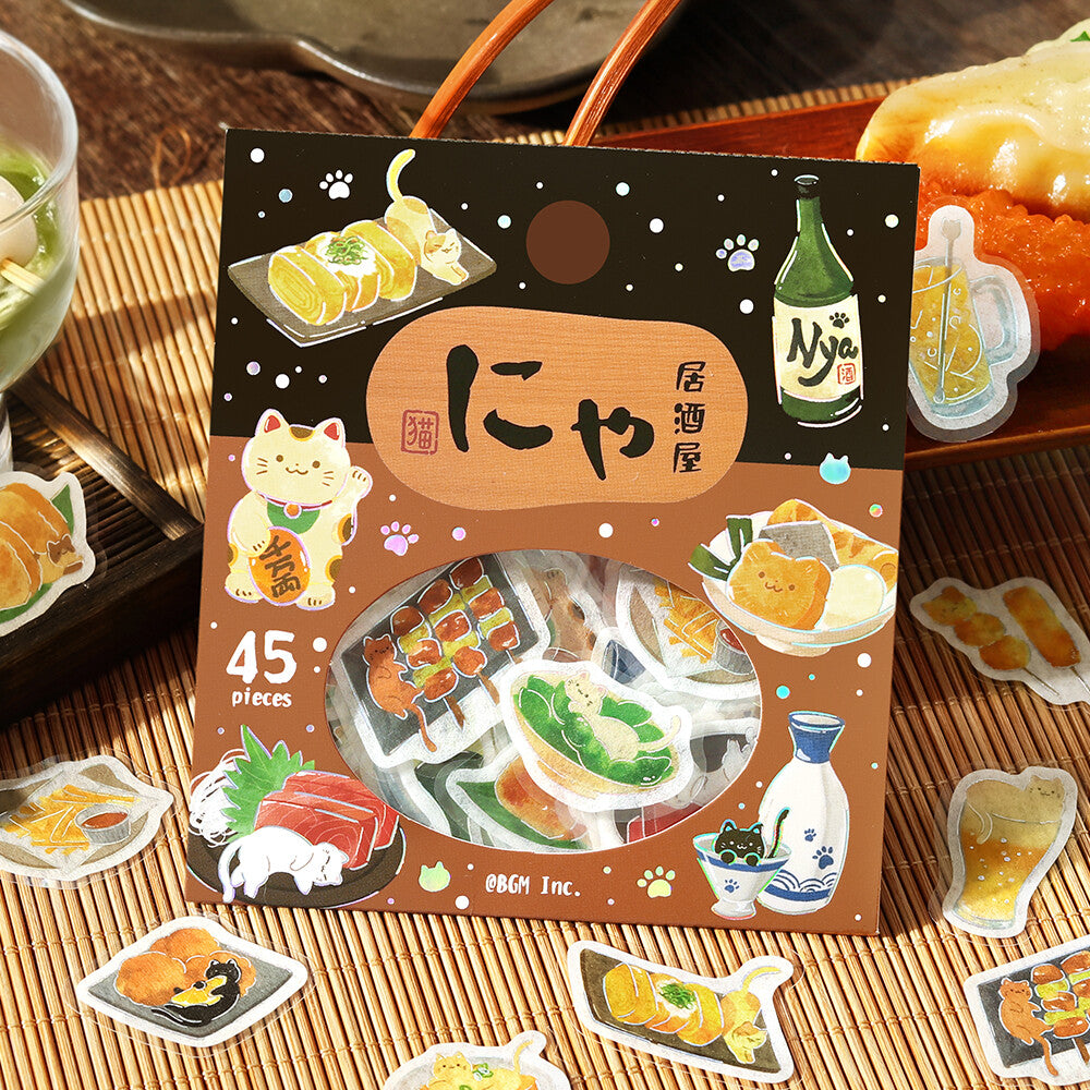 Izakanyan Let's Eat Meow Foil Flake Stickers by BGM | Papertail Fox