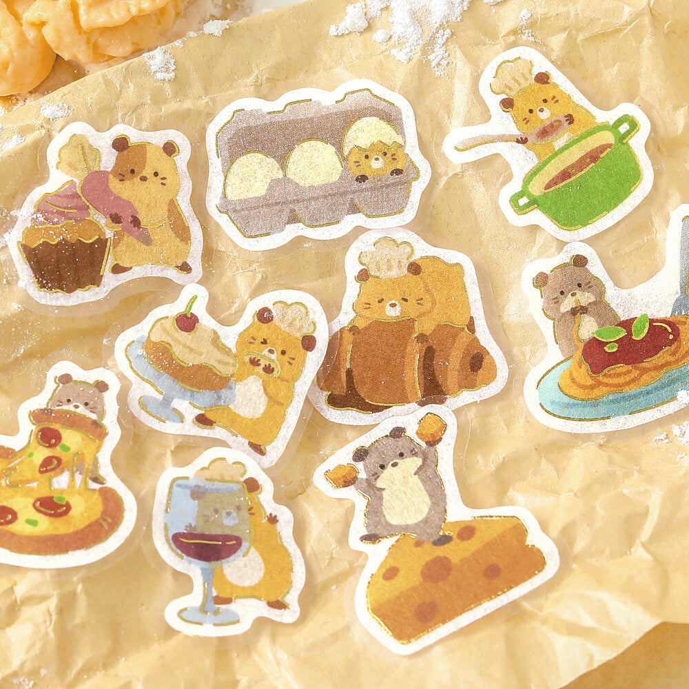 Hamster Bistro Dress-Up Animals Foil Flake Stickers by BGM | Papertail Fox