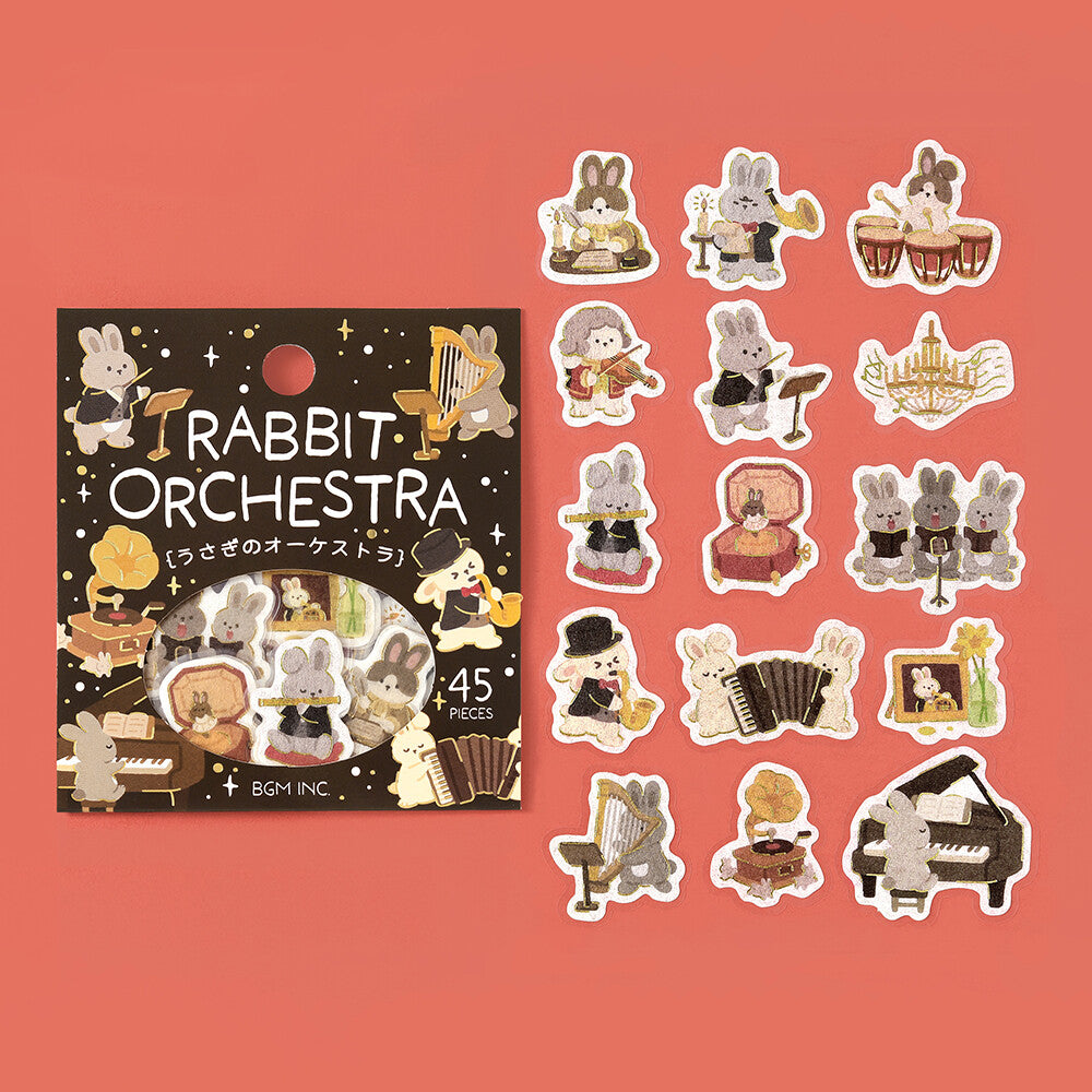 Rabbit Orchestra Dress-Up Animals Foil Flake Stickers by BGM | Papertail Fox