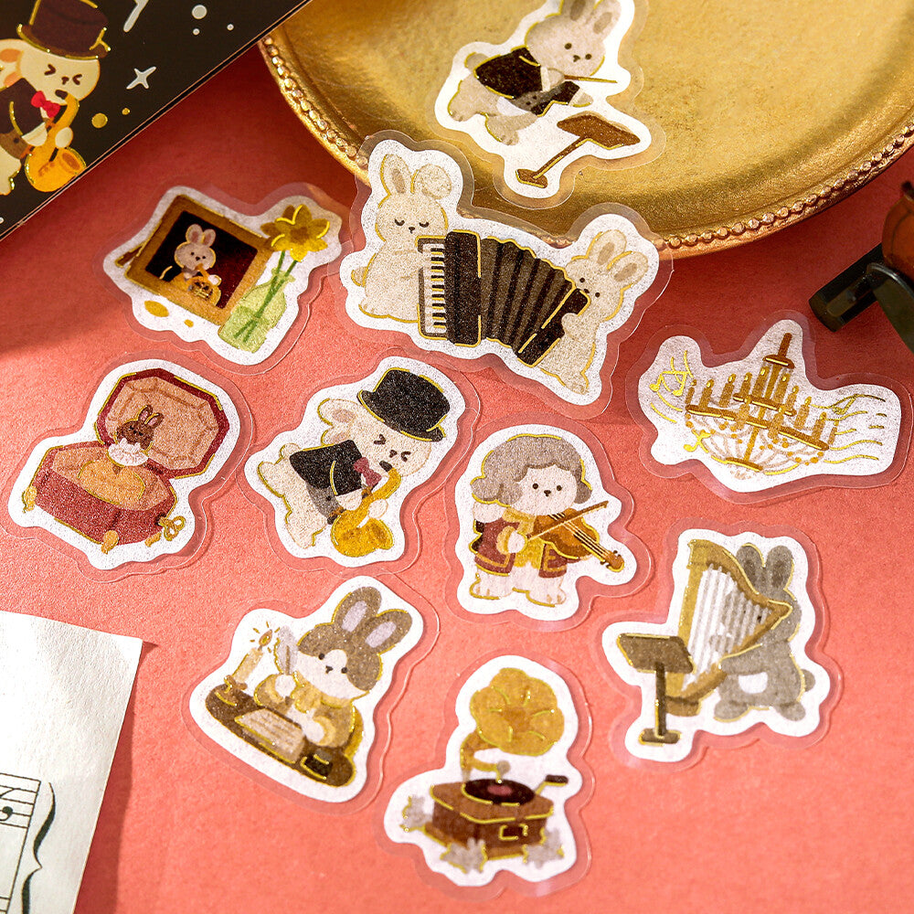 Rabbit Orchestra Dress-Up Animals Foil Flake Stickers by BGM | Papertail Fox