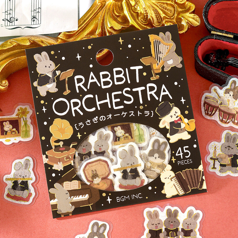Rabbit Orchestra Dress-Up Animals Foil Flake Stickers by BGM | Papertail Fox
