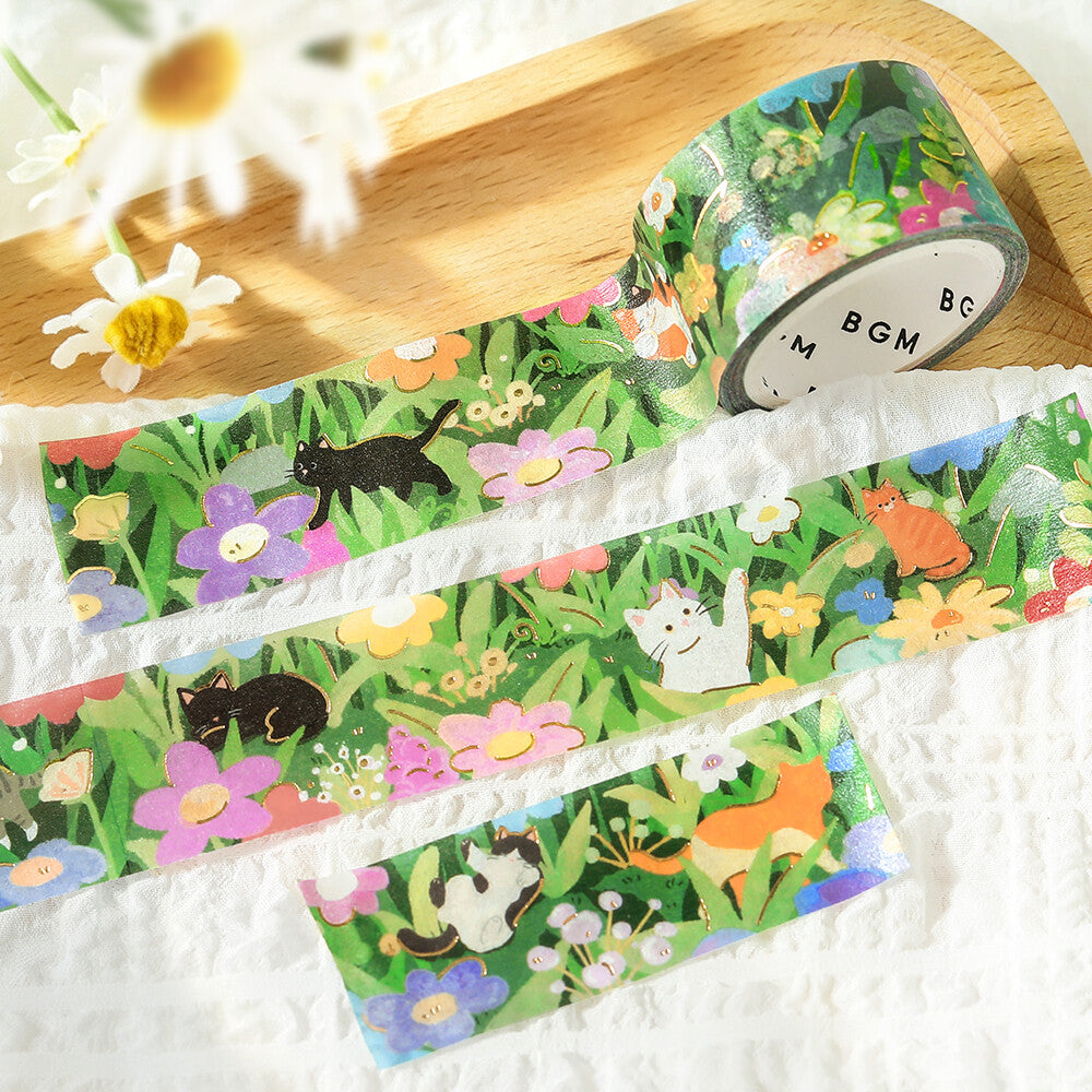 Flowering Fields The Cat's Journey Foil Washi Tape by BGM | Papertail Fox