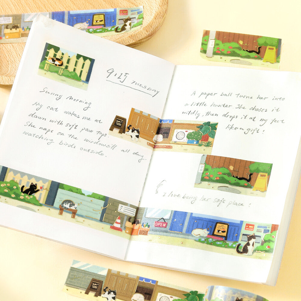 Back Alley Afternoon The Cat's Journey Foil Washi Tape by BGM | Papertail Fox