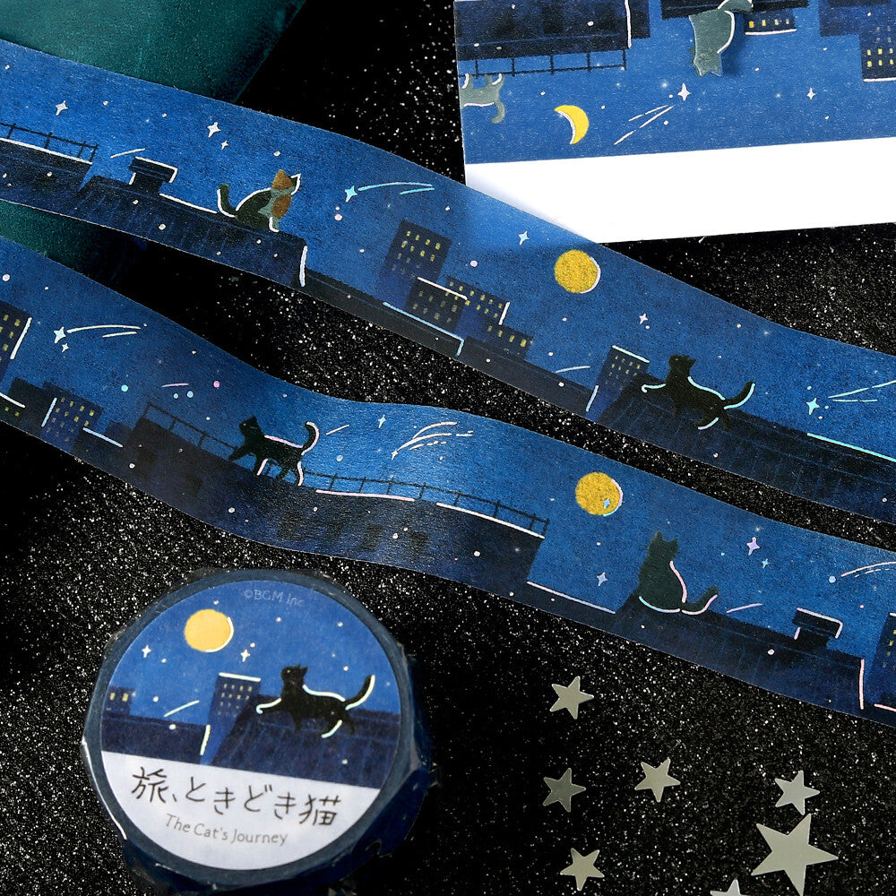 Starry Night The Cat's Journey Foil Washi Tape by BGM | Papertail Fox