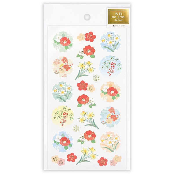 Snow Wheel and Winter Flowers Pearl Sticker Sheet by NB Co | Papertail Fox